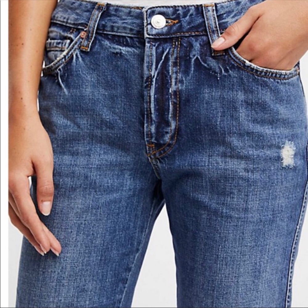free people Boyfriend Raw Hem Ankle Crop Jean